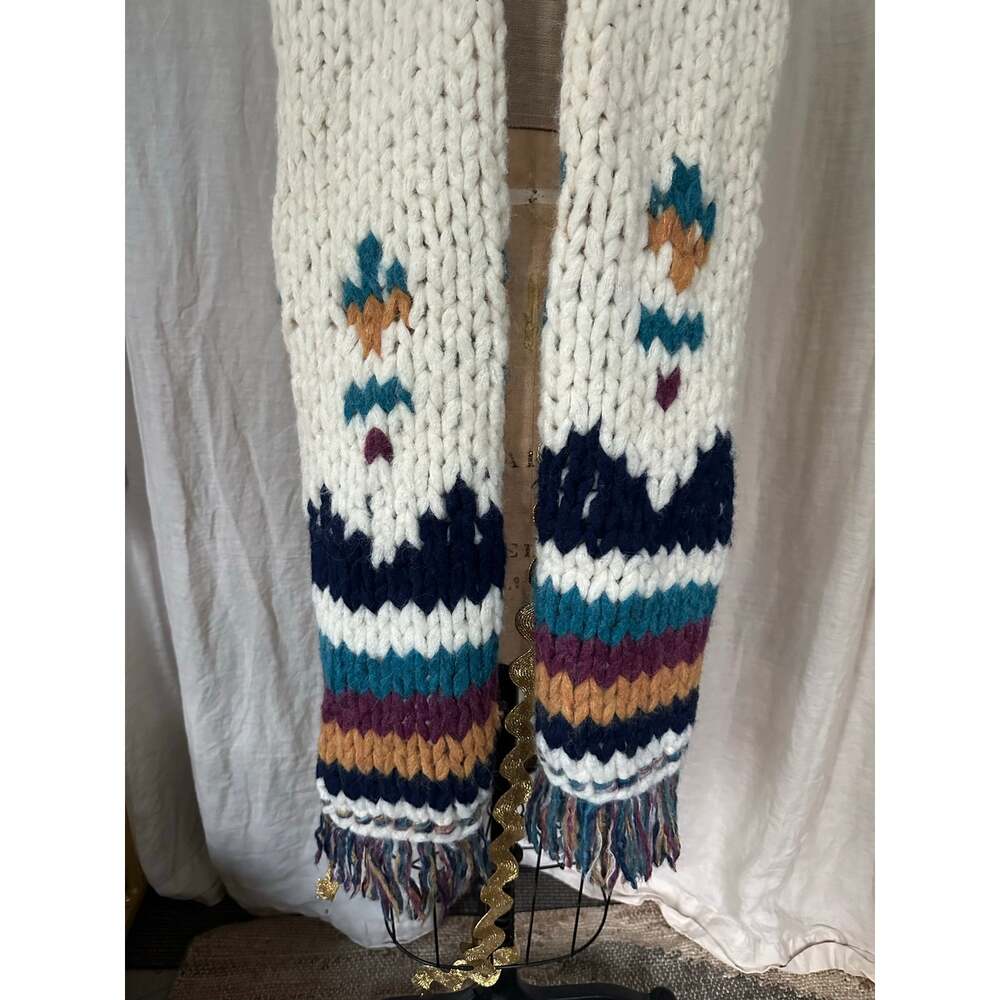 Faherty x B. Yellowtail Chunky Hand-Knit Alpaca Scarf oversized native new 12x80 - Picture 4 of 11